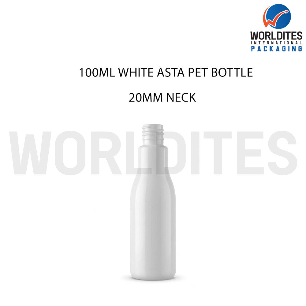 100ml White Asta PET Bottle for Cosmetic & Personal Care Packaging
