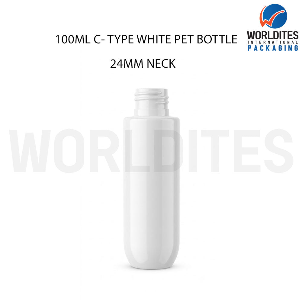 100ML White C- Type PET Bottle for Cosmetic & Personal Care Packaging