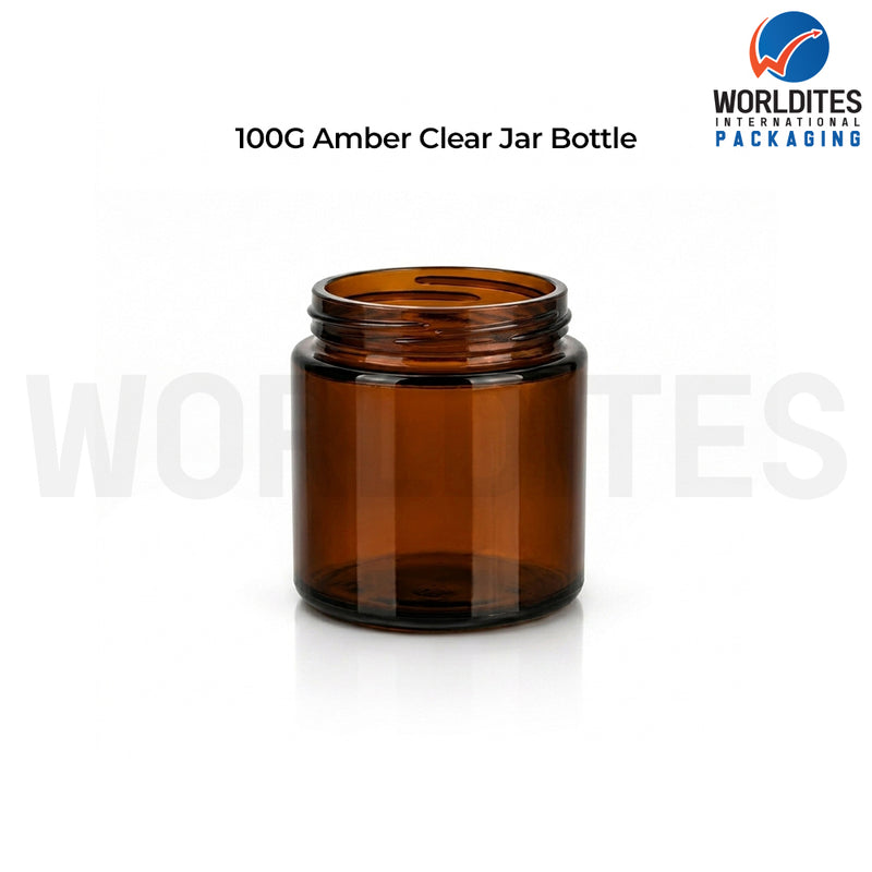 100g Amber Glass Cosmetic Jar for Cream & Skincare Products