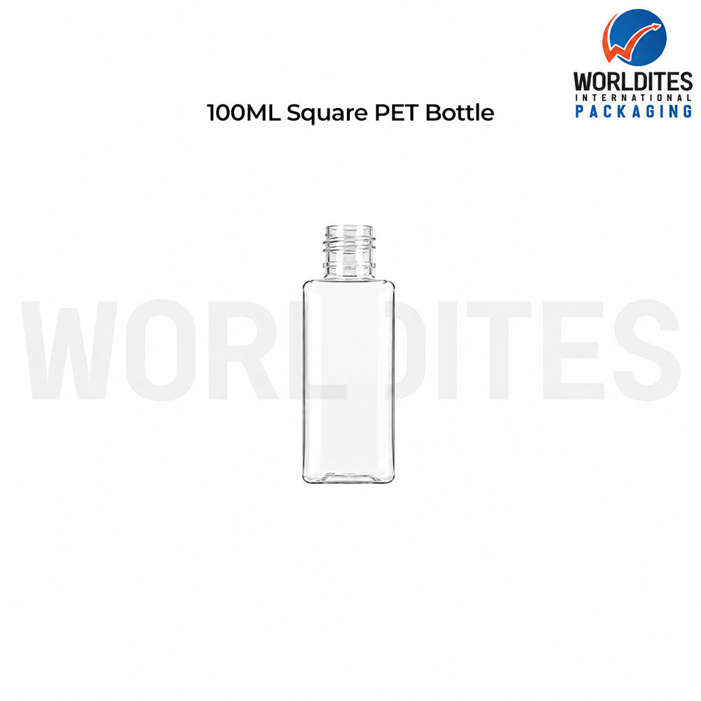 100ml Clear Square PET Bottle for Cosmetic & Personal Care Packaging