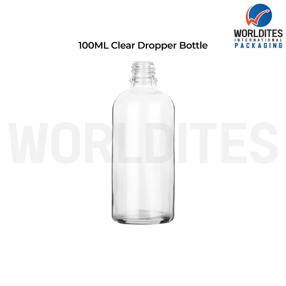 100ml Clear Round Glass Dropper Bottle for Skincare & Cosmetic Products