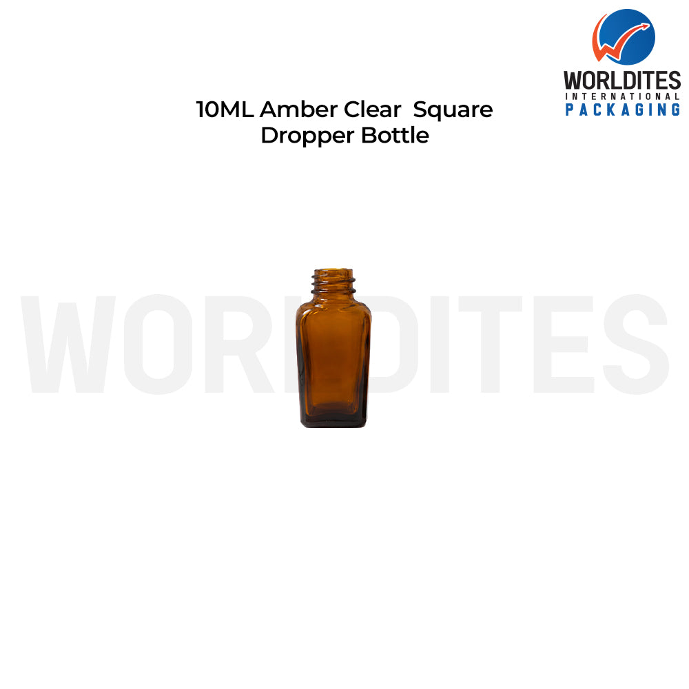 10ml Amber Square Glass Dropper Bottle for Skincare & Cosmetic Products