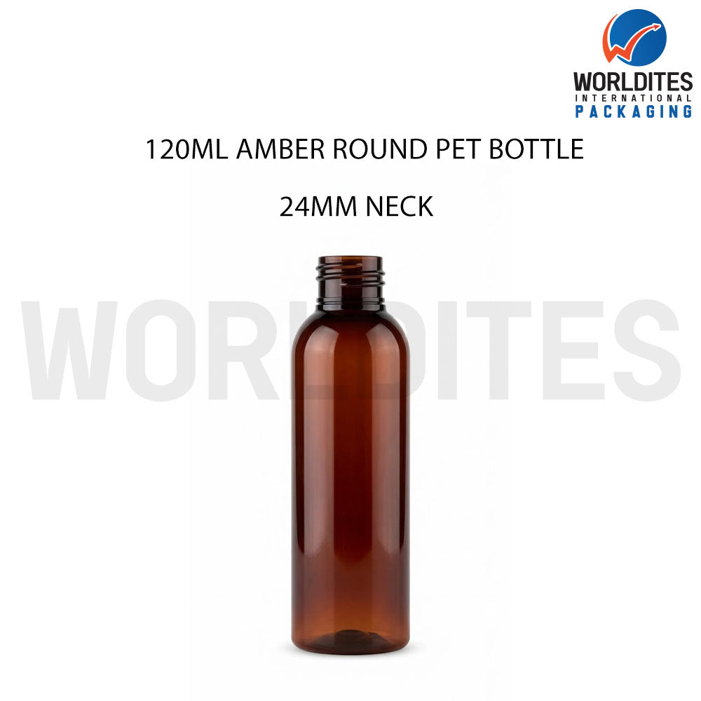 120ml Amber Round PET Bottle for Cosmetic & Personal Care Packaging