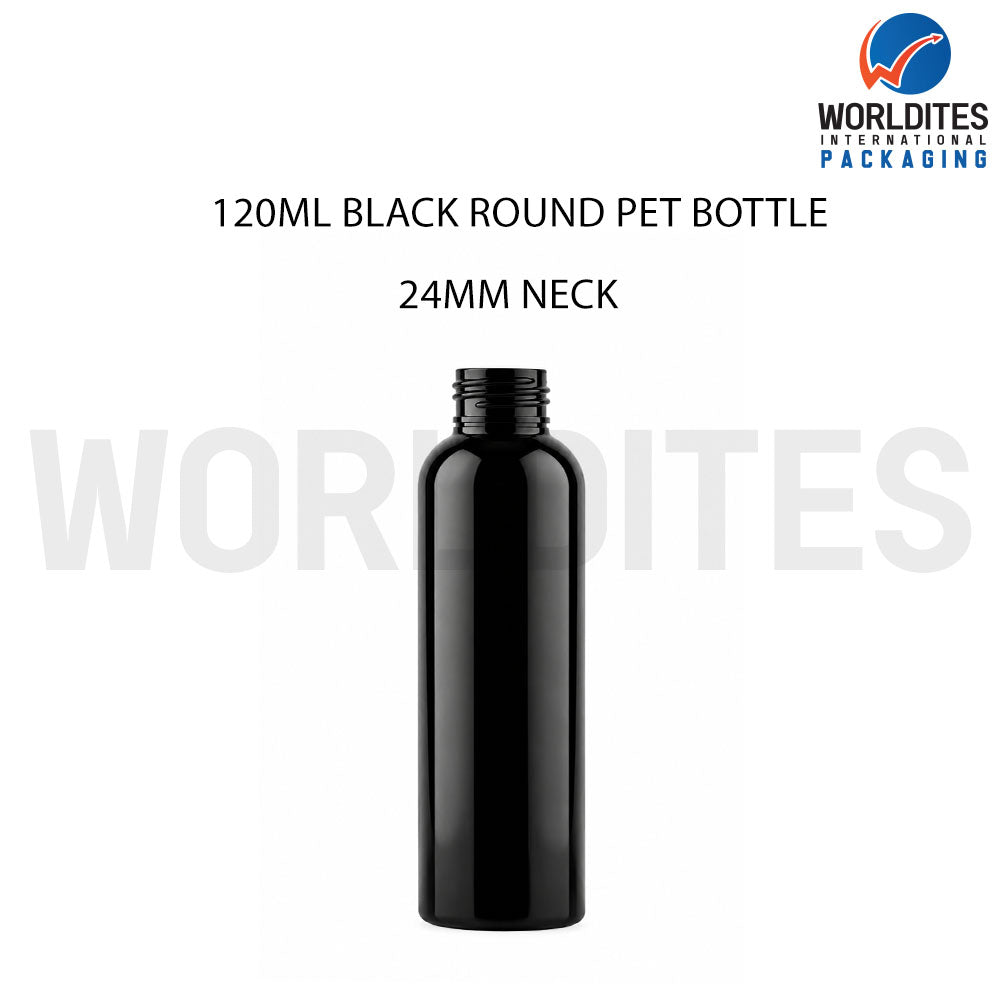 120ml Black Round PET Bottle for Cosmetic & Personal Care Packaging