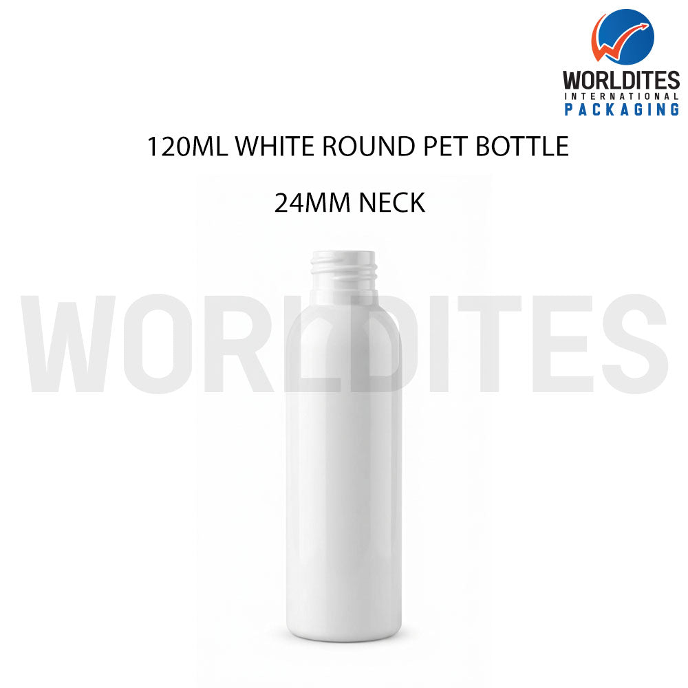 120ml White Round PET Bottle for Cosmetic & Personal Care Packaging