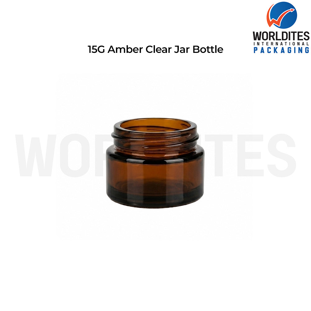 15g Amber Glass Cosmetic Jar for Cream & Skincare Products