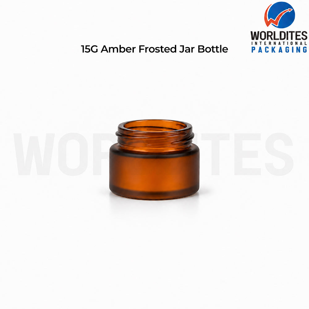 15g Amber Frosted Glass Cosmetic Jar for Cream & Skincare Products