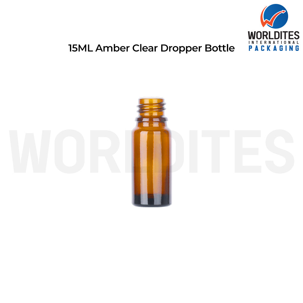 15ml Amber Round Glass Dropper Bottle for Skincare & Cosmetic Products