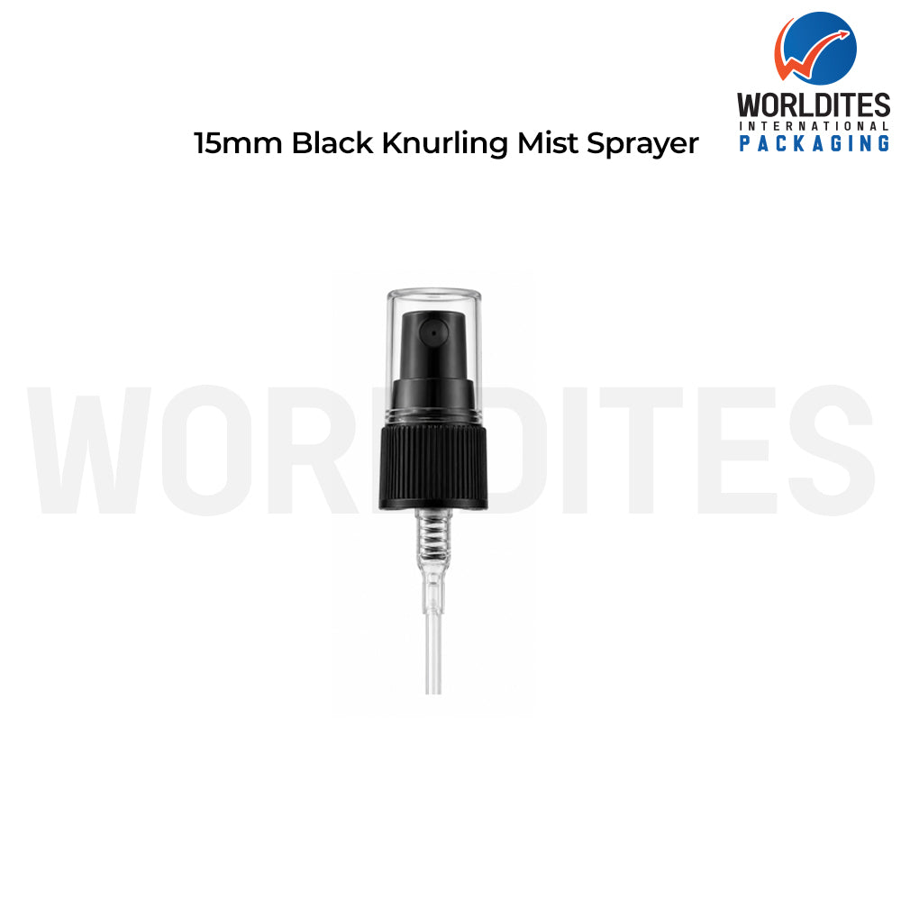 Black Knurling Mist Sprayer Pump for Cosmetic Bottles | Fine Mist Spray