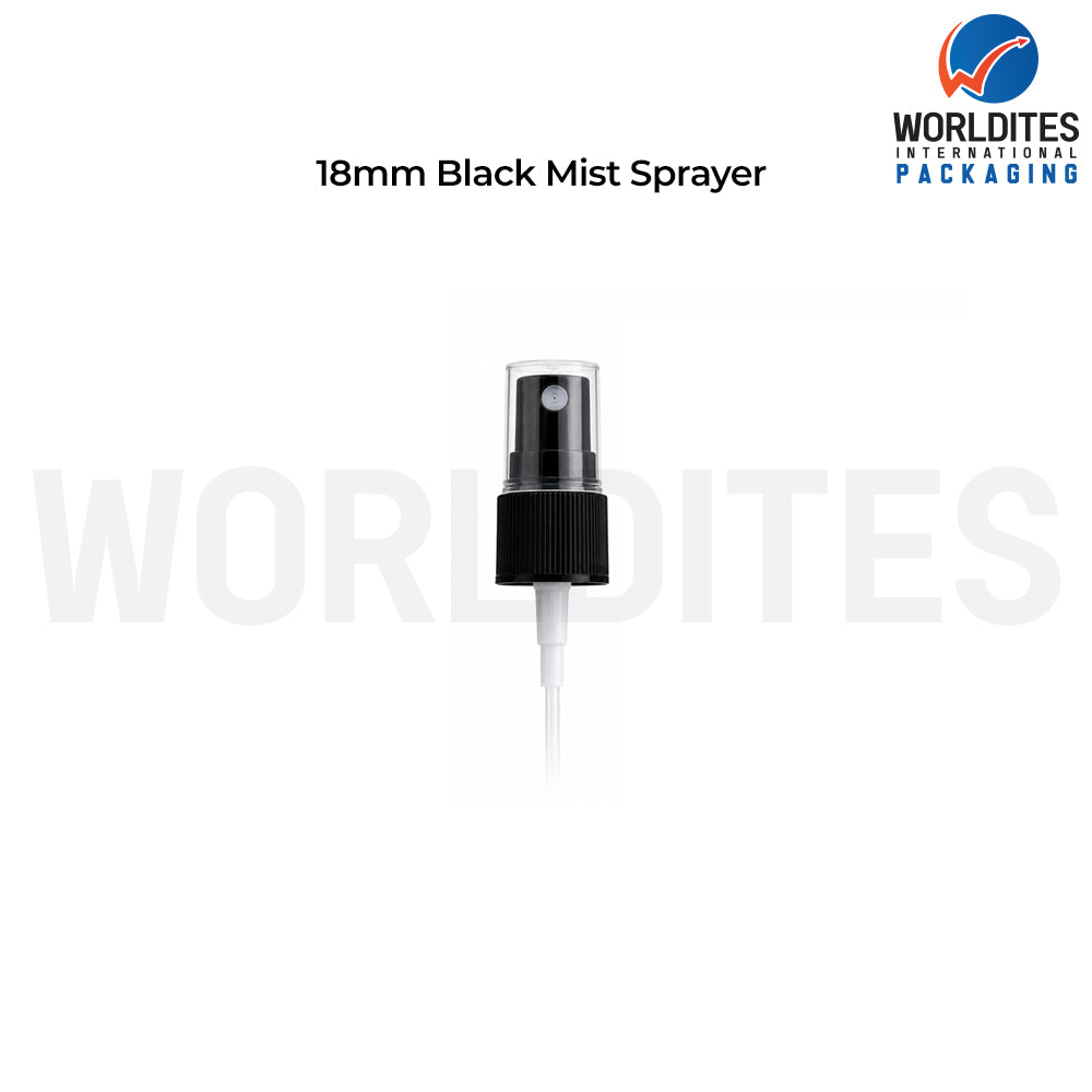 18MM Black Mist Sprayer Pump for Cosmetic Bottles | Fine Mist Spray
