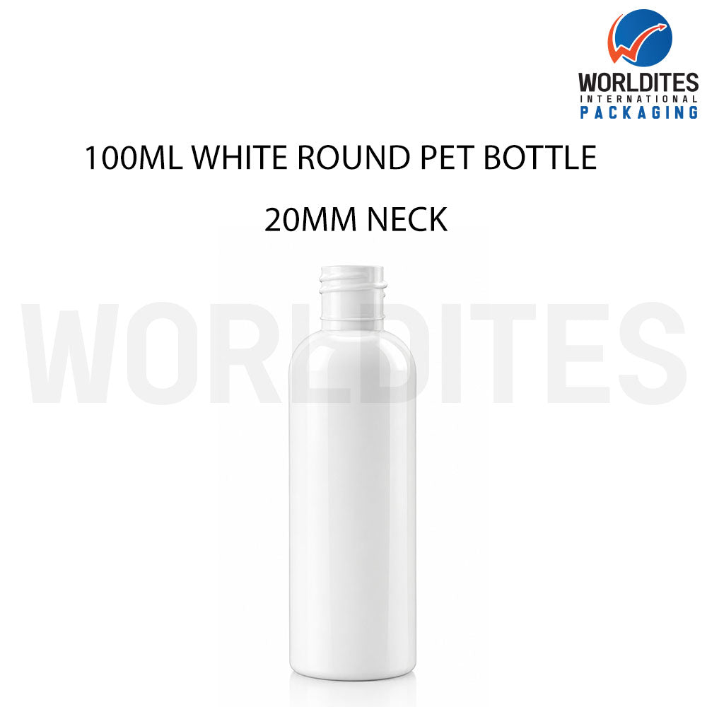 100ml White Round PET Bottle for Cosmetic & Personal Care Packaging