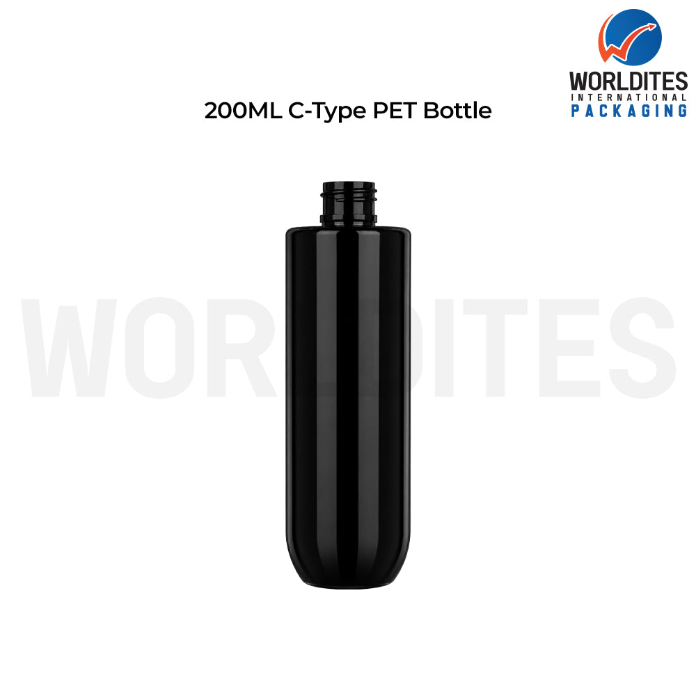 200ML Black C- Type PET Bottle for Cosmetic & Personal Care Packaging