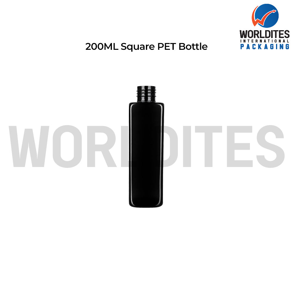 200ML Black Square PET Bottle for Cosmetic & Personal Care Packaging