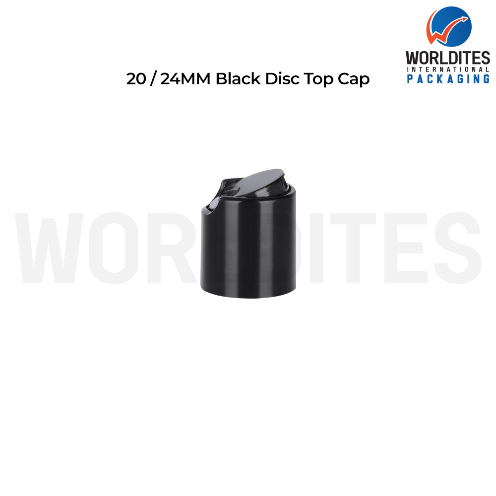 20mm black Disc Top Bottle Cap | Cosmetic & Personal Care Packaging