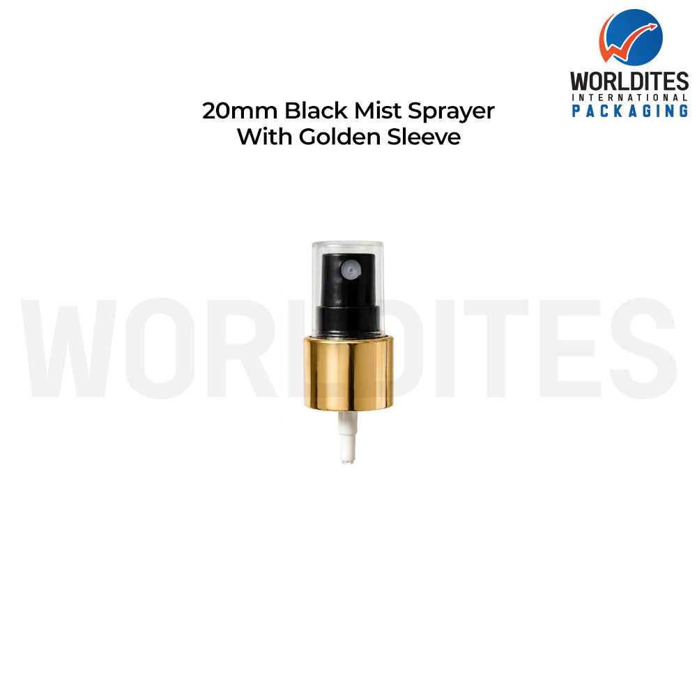 20MM Golden Sleeve Mist Sprayer for Cosmetic Bottles | Fine Mist Spray