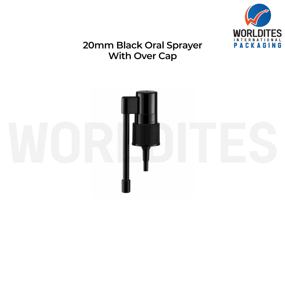 20MM Black Oral Mist Sprayer Pump With Over Cap for Cosmetic Bottles | Fine Mist Spray