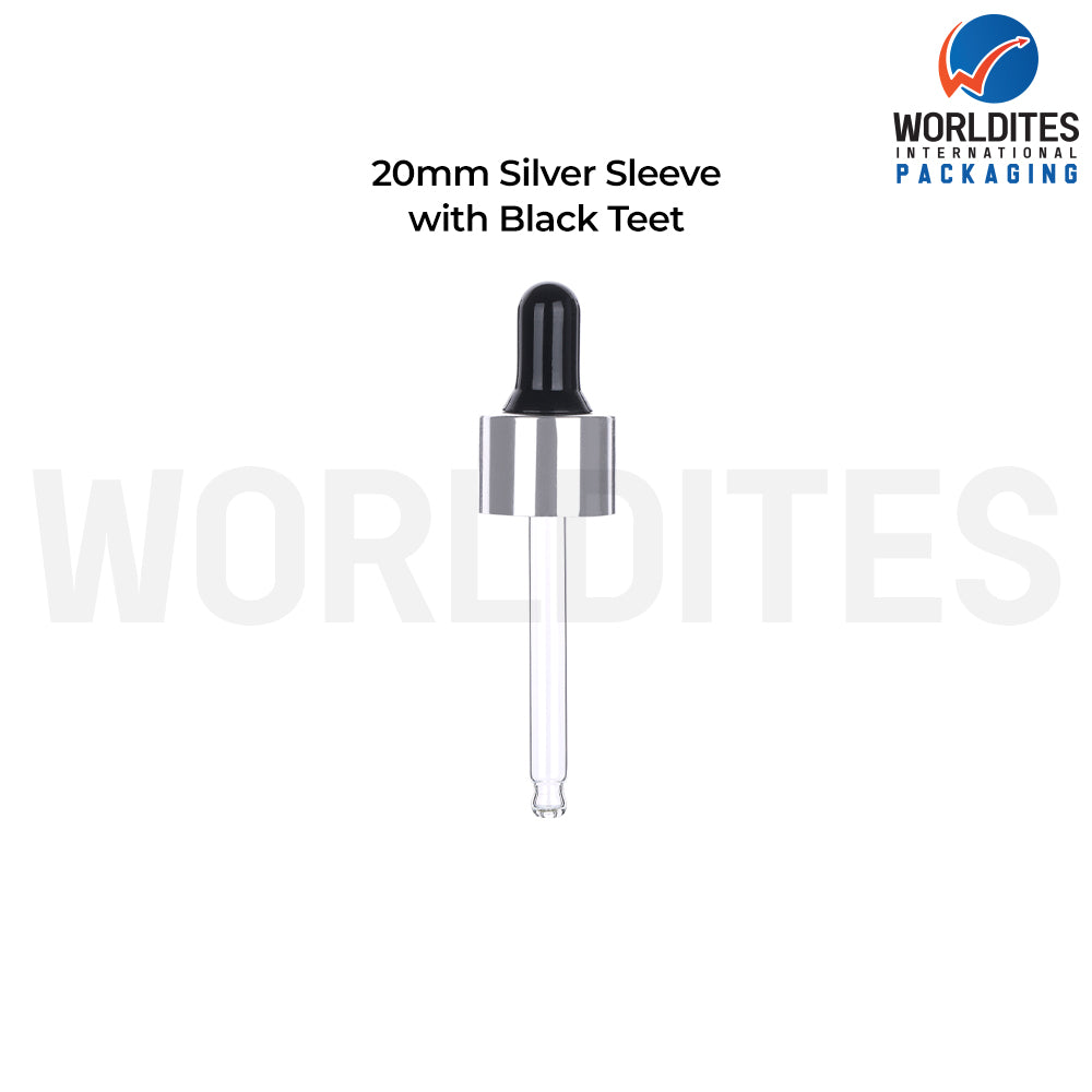 20MM Silver Sleeve Black Teat & Tube | Premium Cosmetic Packaging