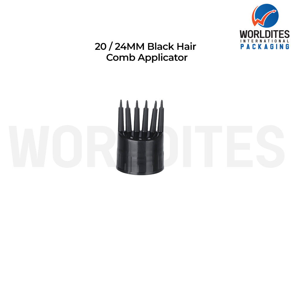 Black Hair Comb Applicator Cap for Cosmetic & Hair Care Bottles