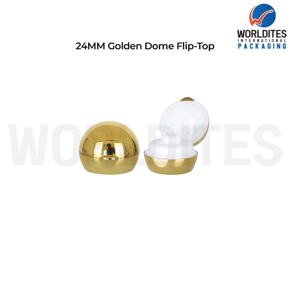 24mm Golden Doom Flip Top Cap for Cosmetic Bottles | Plastic Bottle Closure