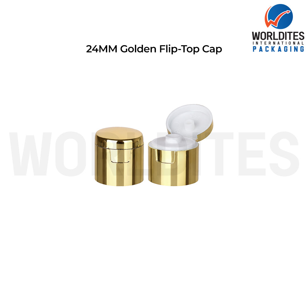 20mm Golden Flip Top Cap for Cosmetic Bottles | Plastic Bottle Closure