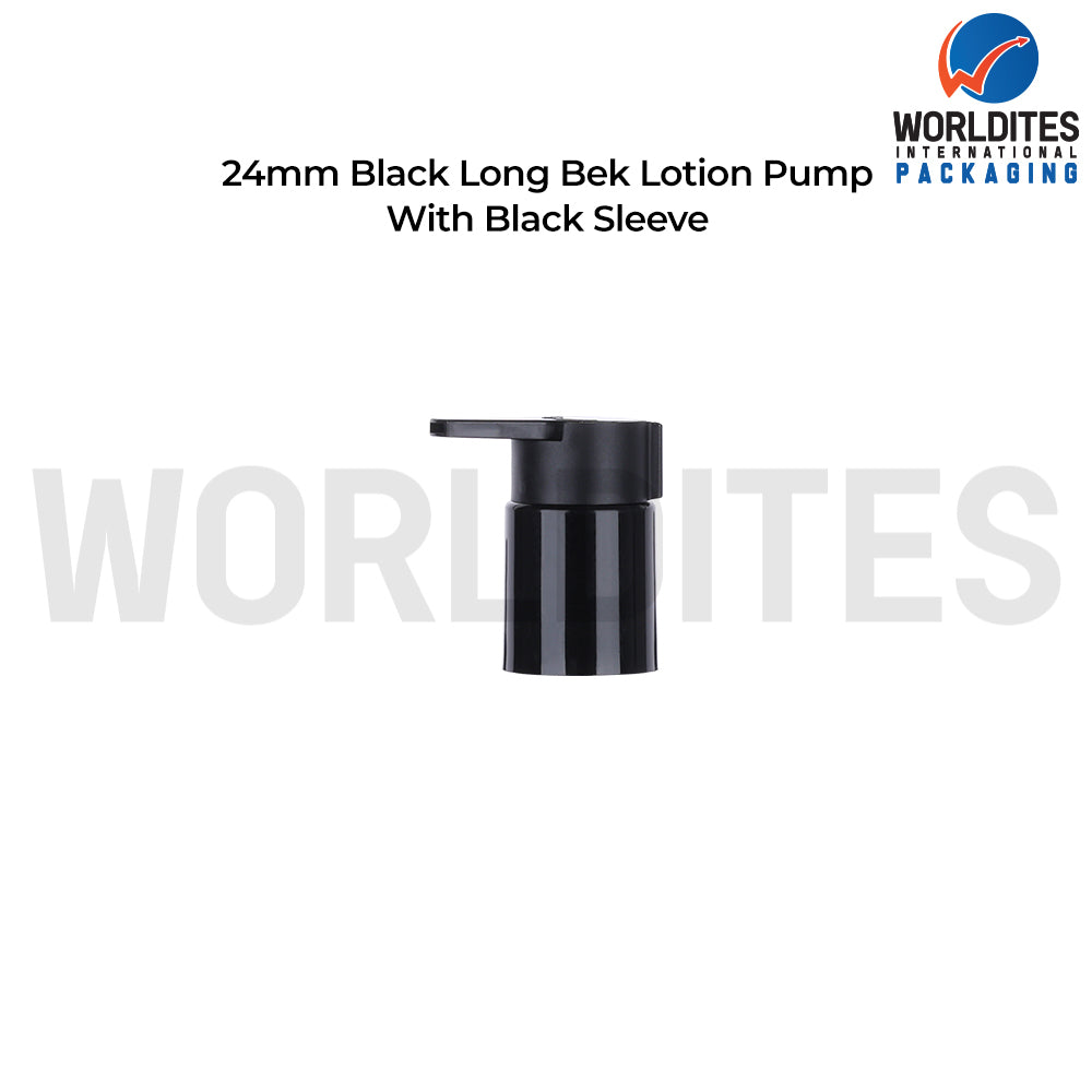 24MM Black Long Beek Lotion Pump With Black Sleeve Dispenser – for Cosmetic, Skincare & Personal Care Bottles