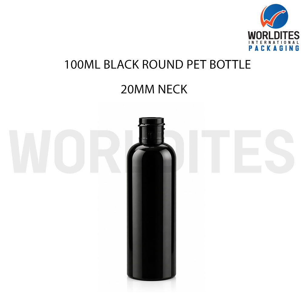 100ml Black Round PET Bottle for Cosmetic & Personal Care Packaging