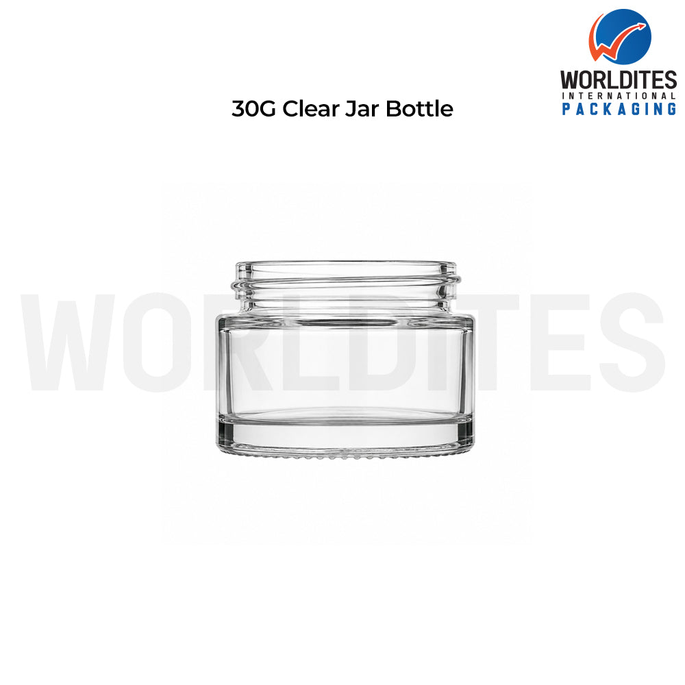 30g Clear Glass Cosmetic Jar for Cream & Skincare Products