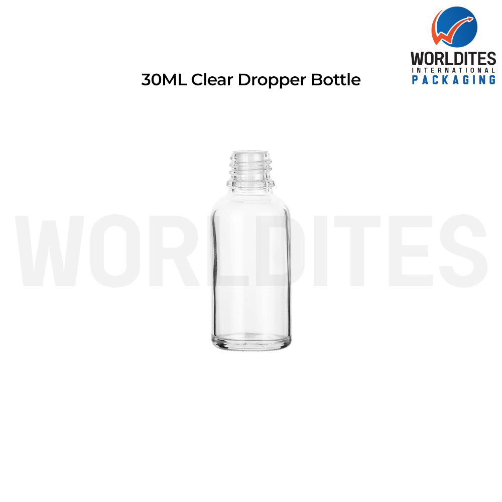 30ml Clear Round Glass Dropper Bottle for Skincare & Cosmetic Products