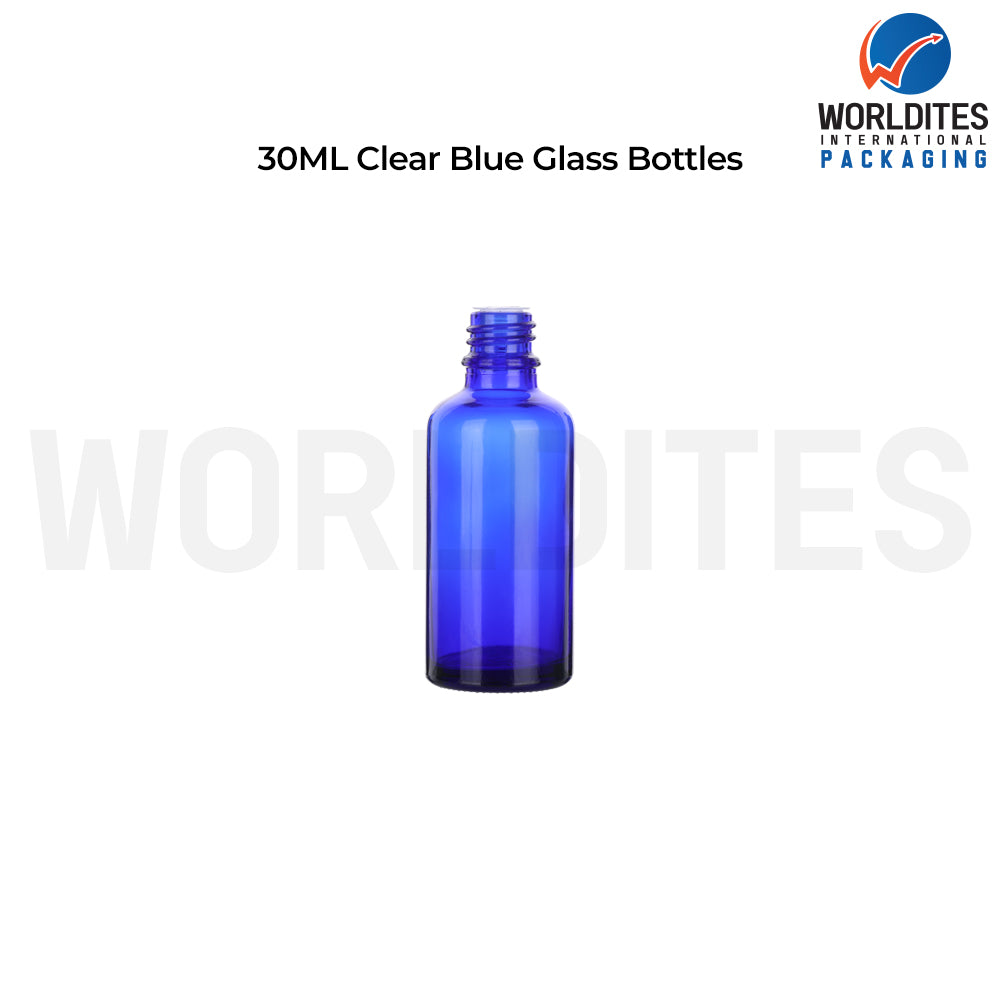 30ml Blue Round Glass Dropper Bottle for Skincare & Cosmetic Products
