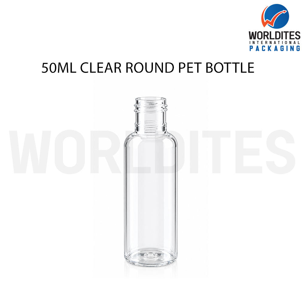 50ml White Round PET Bottle for Cosmetic & Personal Care Packaging