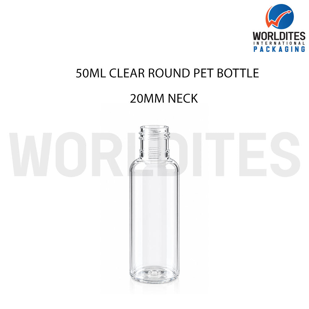 50ml Clear Round PET Bottle for Cosmetic & Personal Care Packaging