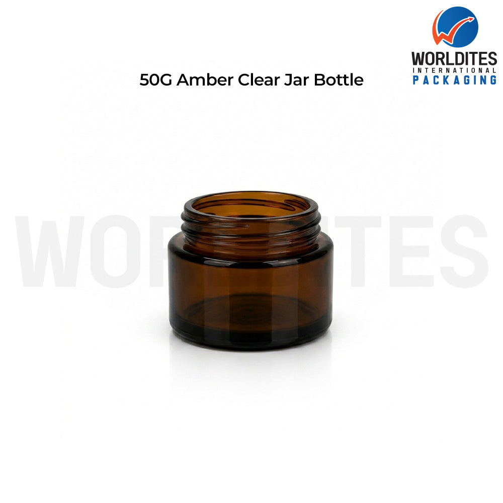 50g Amber Glass Cosmetic Jar for Cream & Skincare Products