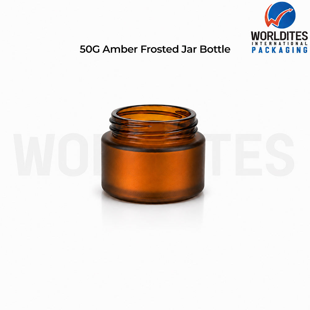 50g Amber Frosted Glass Cosmetic Jar for Cream & Skincare Products