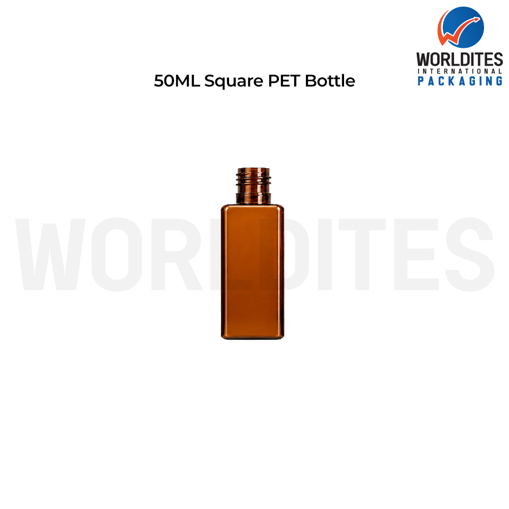 50ml Amber Square PET Bottle for Cosmetic & Personal Care Packaging