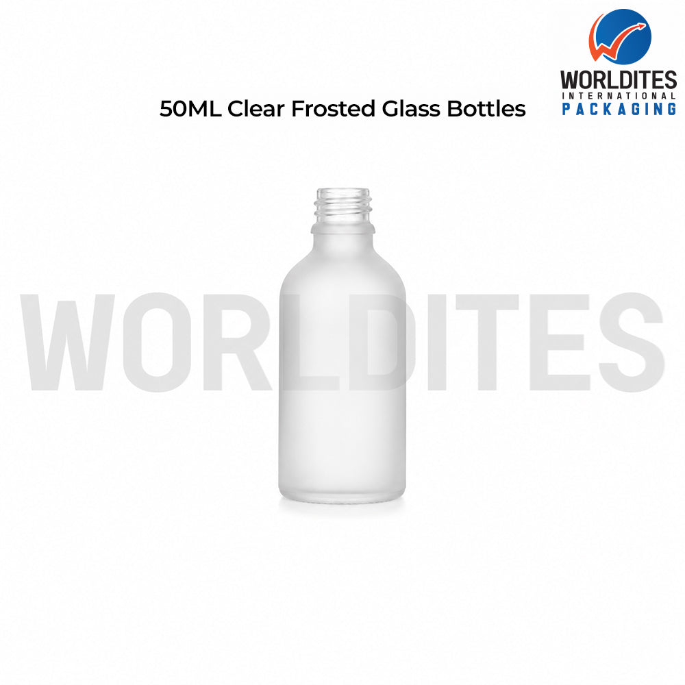 50ml Clear Frosted Glass Dropper Bottle for Skincare & Cosmetic Products