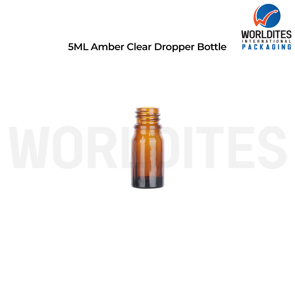 5ml Amber Round Glass Dropper Bottle for Skincare & Cosmetic Products