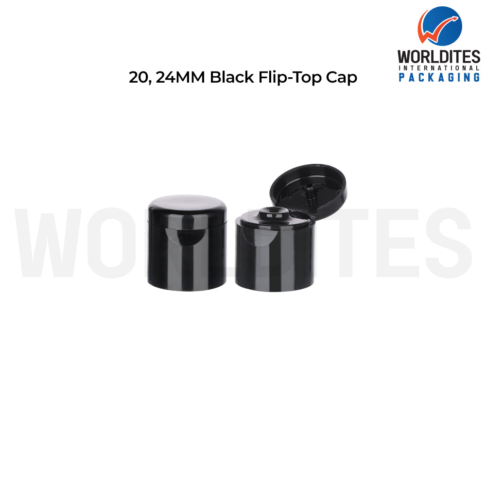 20mm Black long Flip Top Cap for Cosmetic Bottles | Plastic Bottle Closure