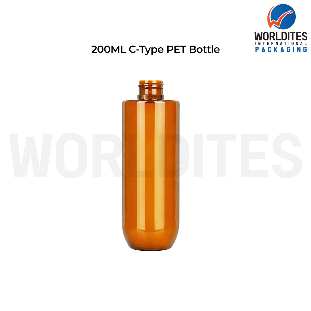 200ml Amber C-Type PET Bottle for Cosmetic & Personal Care Packaging