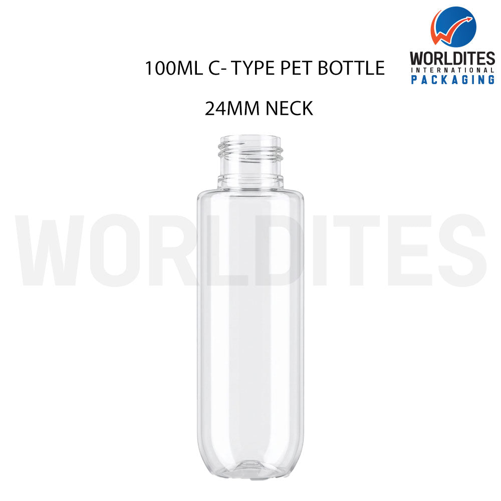 100ml Clear C- Type PET Bottle for Cosmetic & Personal Care Packaging