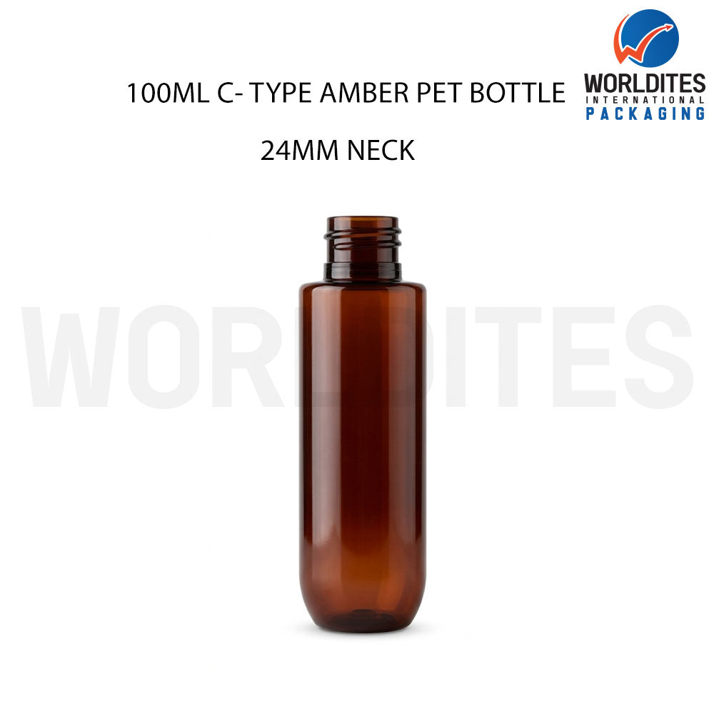 100ml Amber C-Type PET Bottle for Cosmetic & Personal Care Packaging