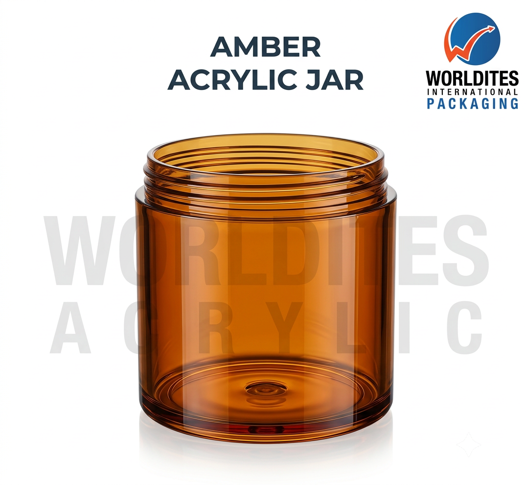 100GM Acrylic Amber SAN Jar for Cosmetic & Skincare Packaging | Premium Clear Cosmetic Jar