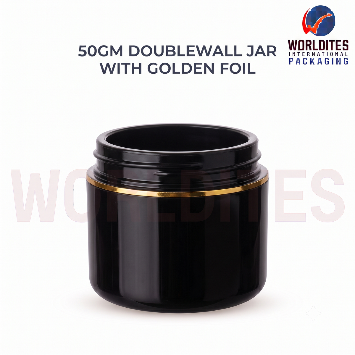 50GM Black Double Wall Jar for Cream & Skincare Products