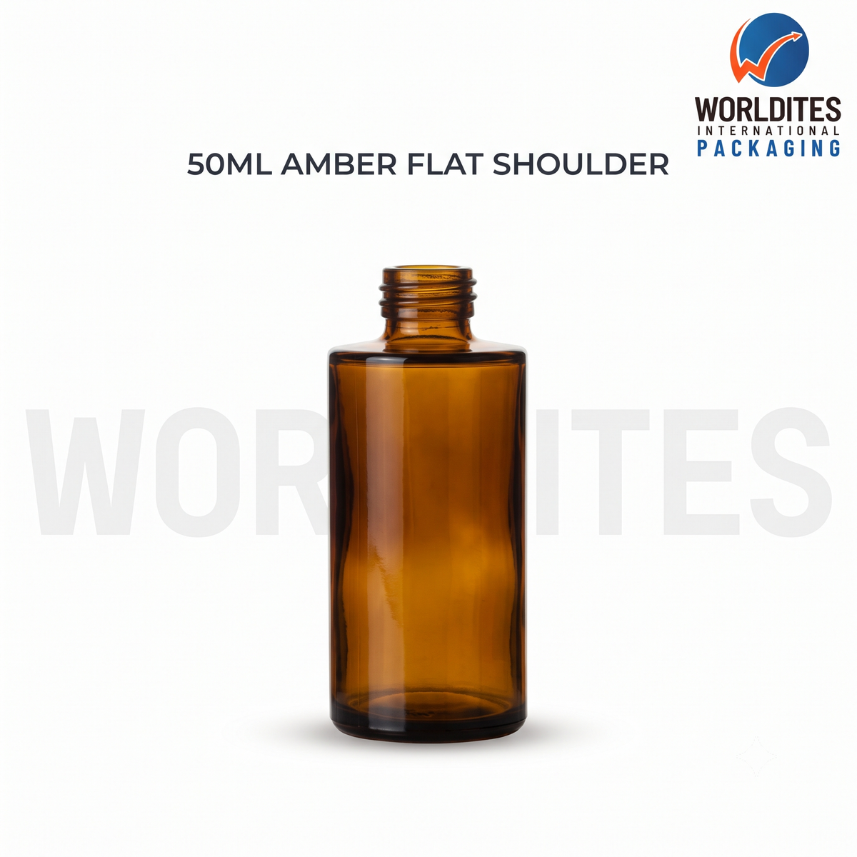50Ml Amber Flat Shoulder Glass Dropper Bottle For Skincare & Cosmetics Products