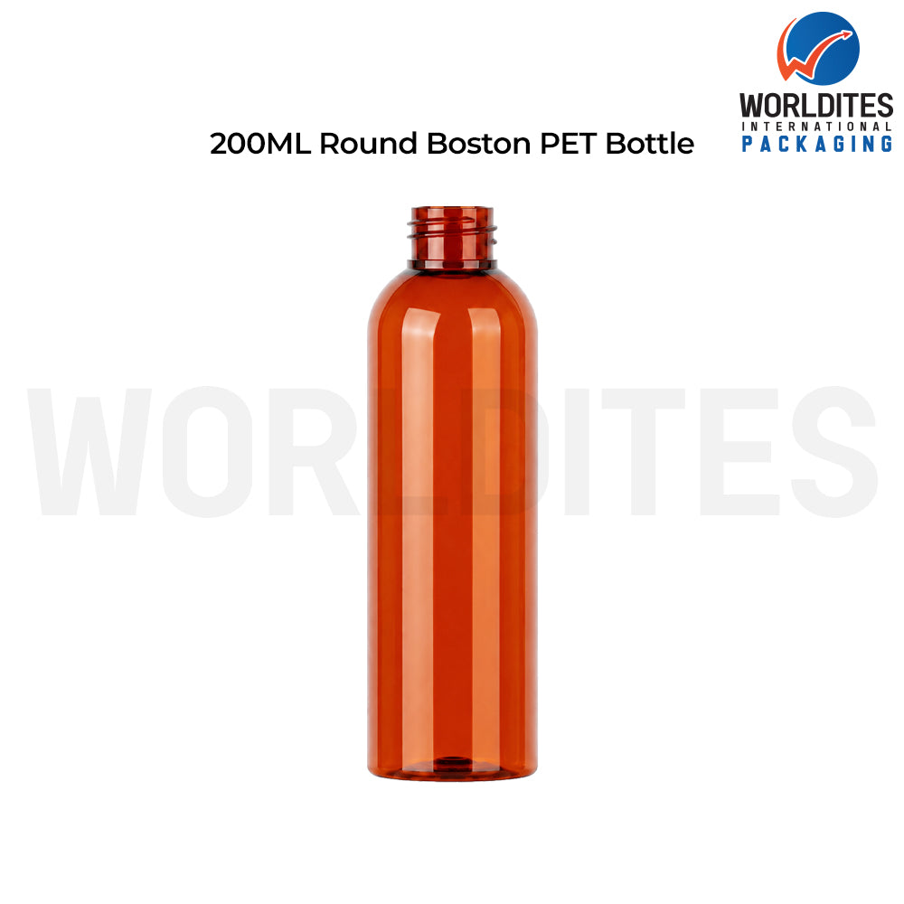 200ml Amber Round PET Bottle for Cosmetic & Personal Care Packaging