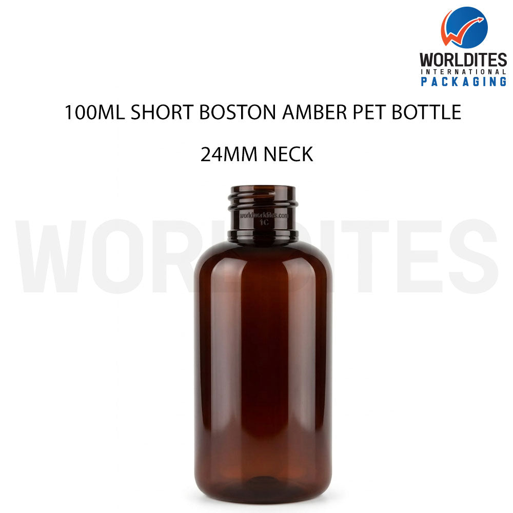 100ml Amber Short Boston PET Bottle for Cosmetic & Personal Care Packaging