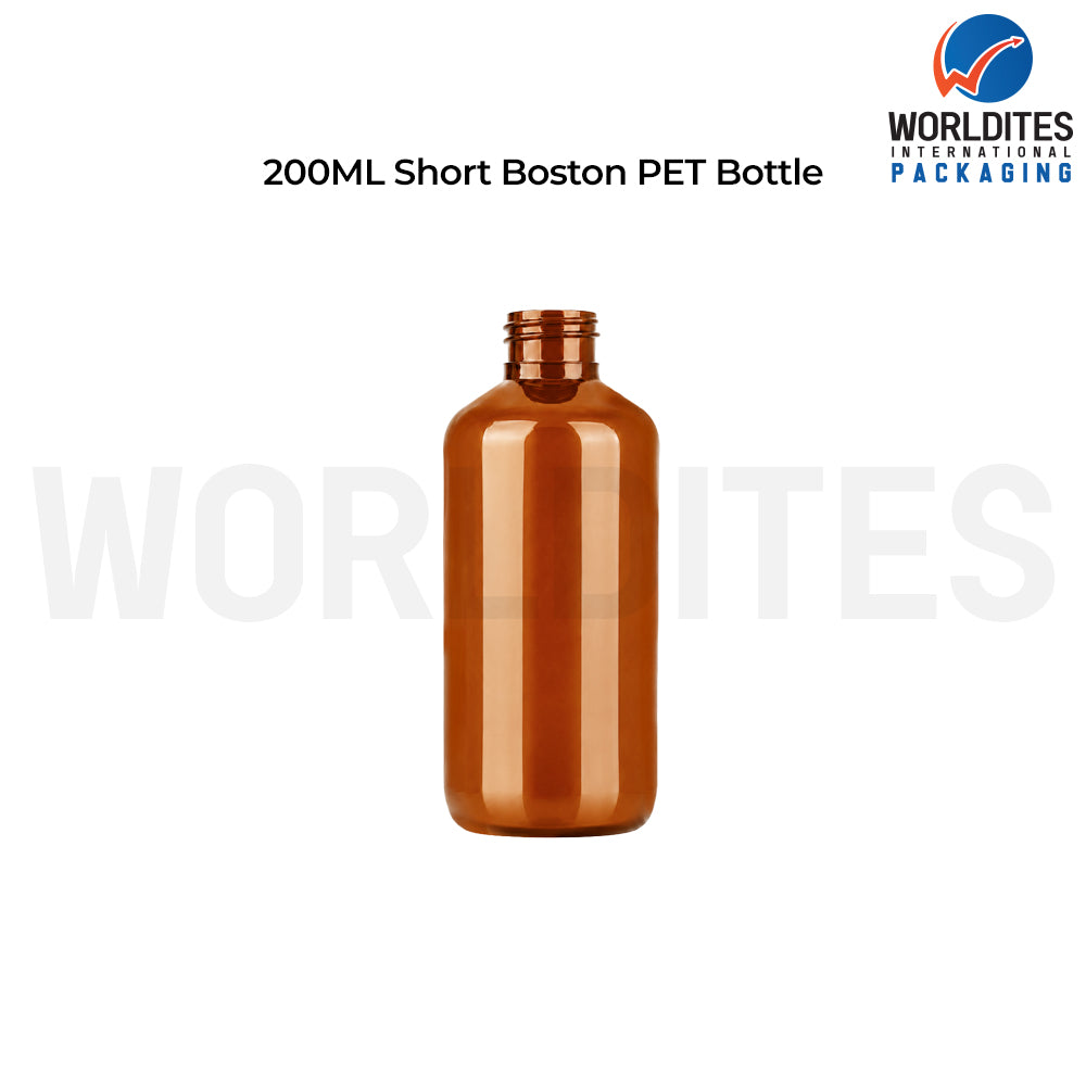 200ml Amber Short Boston PET Bottle for Cosmetic & Personal Care Packaging