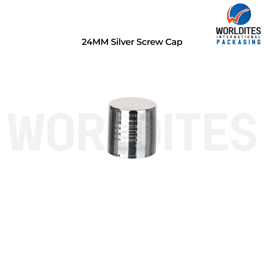 24mm Silver Screw Cap for Cosmetic Bottles | Plastic Bottle Closure
