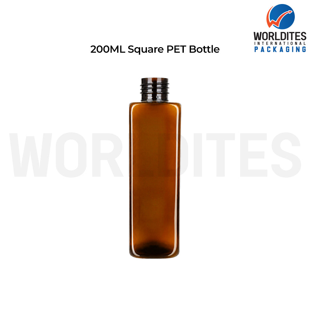 200ml Amber Square PET Bottle for Cosmetic & Personal Care Packaging