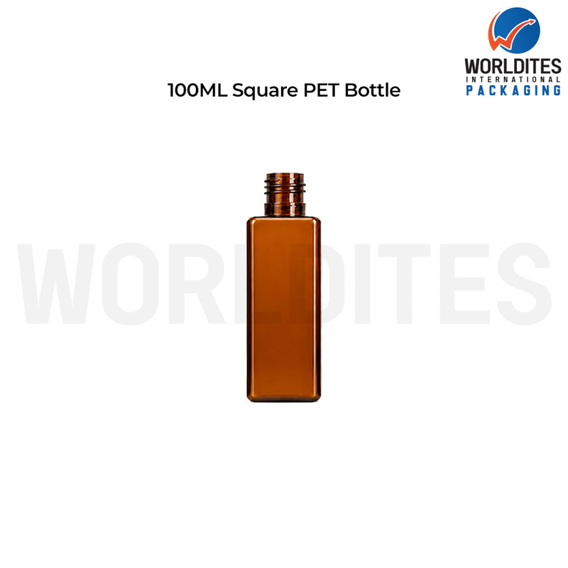 100ml Amber Square PET Bottle for Cosmetic & Personal Care Packaging
