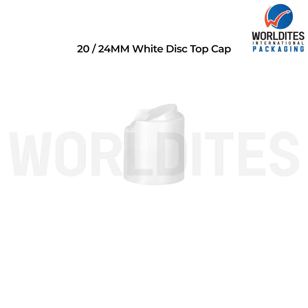 20mm White Disc Top Bottle Cap | Cosmetic & Personal Care Packaging